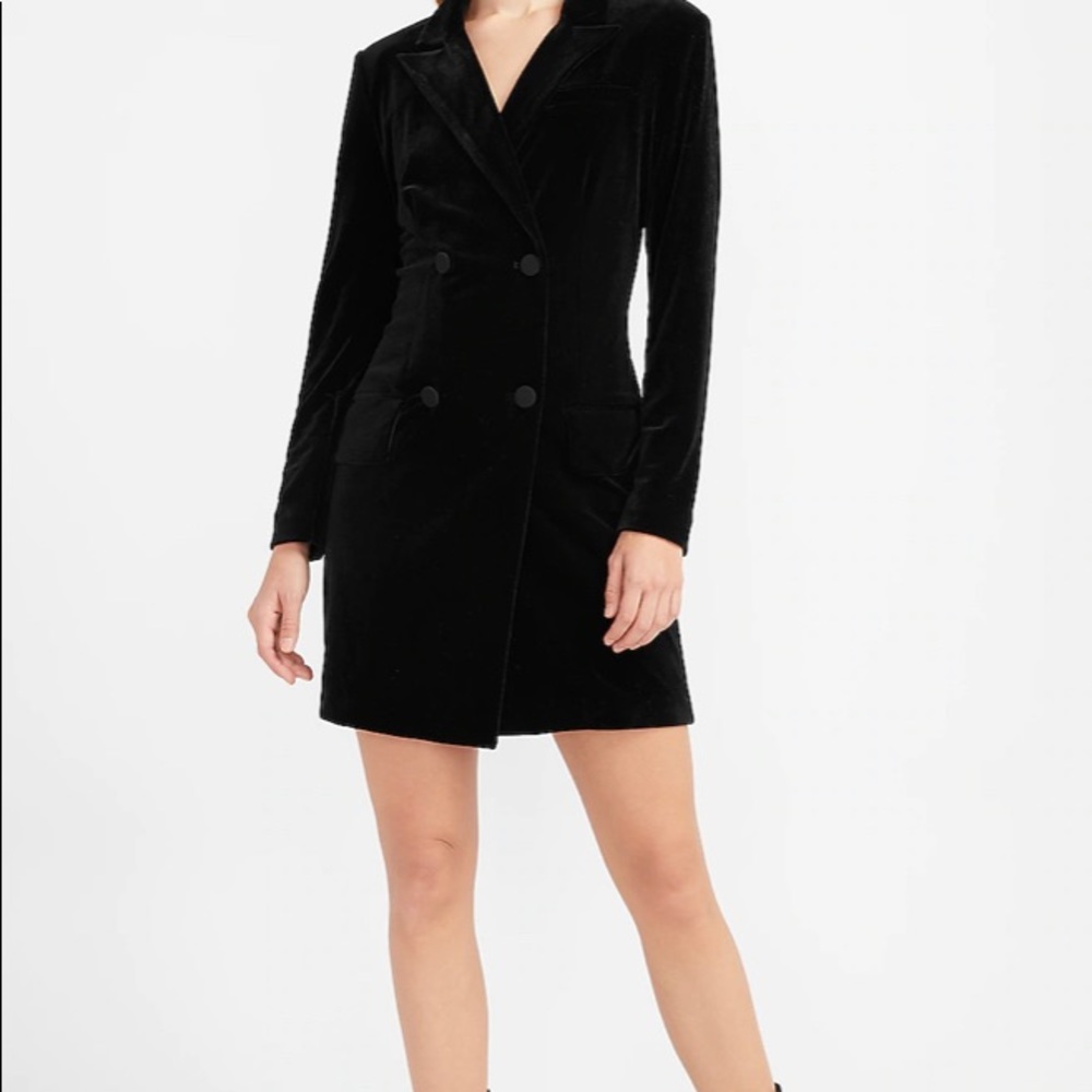 Velvet Double Breasted Blazer Dress